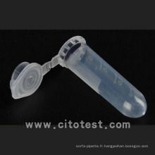 Tube en plastique micro-centrifugeuse de 2 ml pour la préparation, la centrifugation et le stockage des échantillons